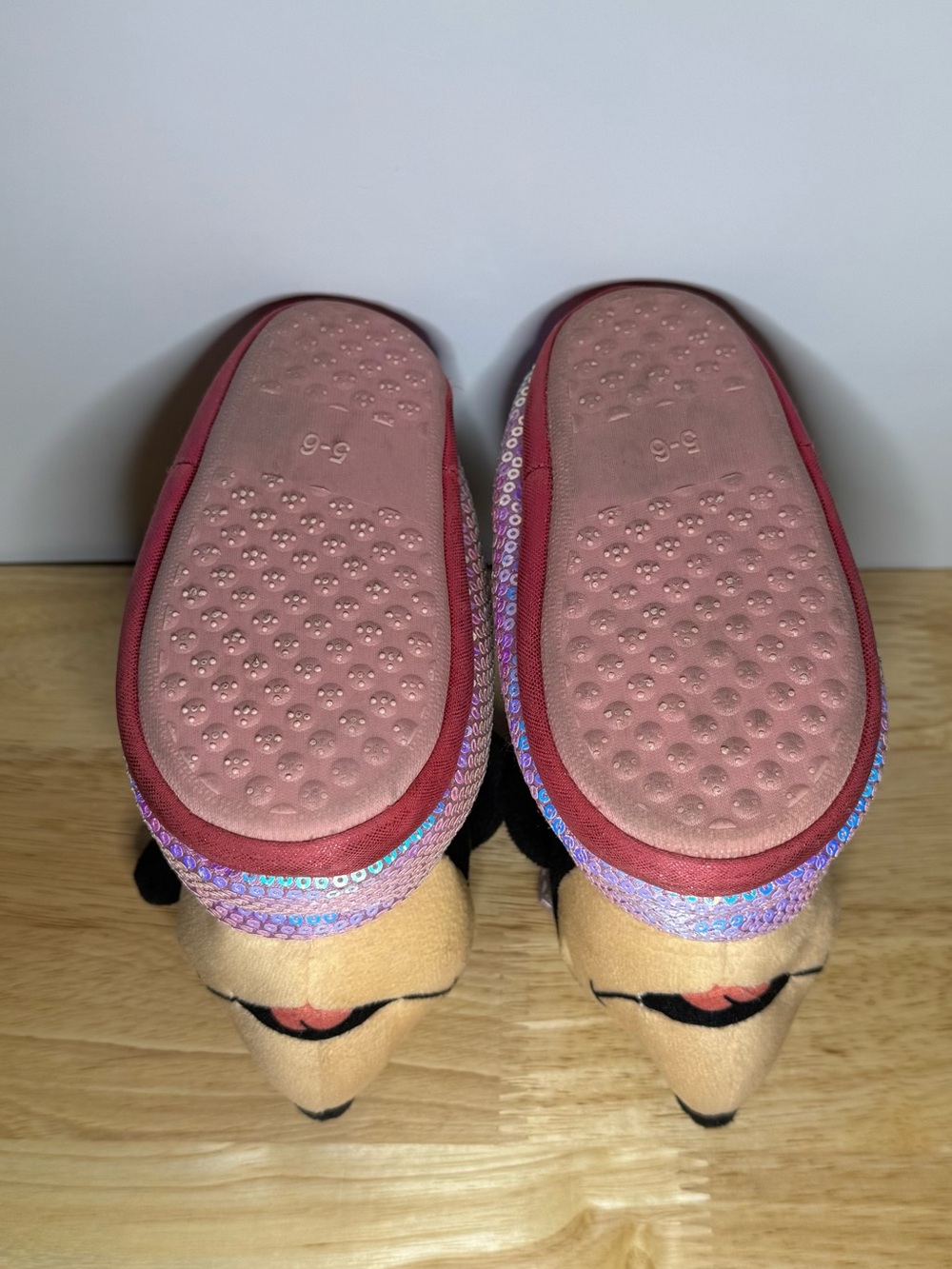 Disney Minnie Mouse Toddler Girls Slipper 5-6 Pink Sequin House Shoes Loungewear - Picture 7 of 8